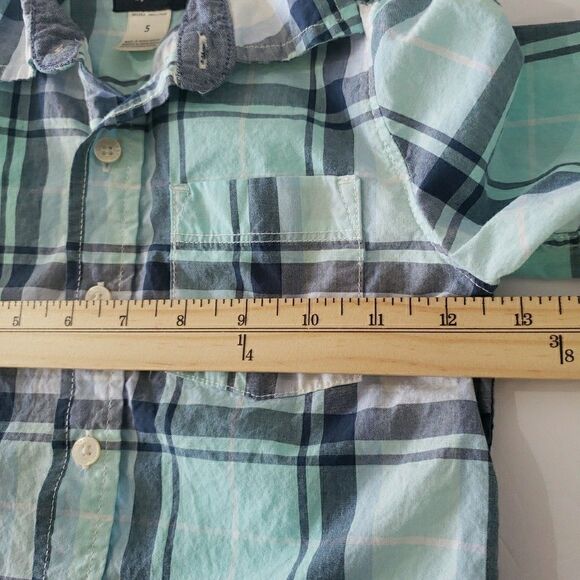 Oshkosh Plaid Pastel Shirt Boys Size 5 Blue Western Country Cowboy - Picture 7 of 7